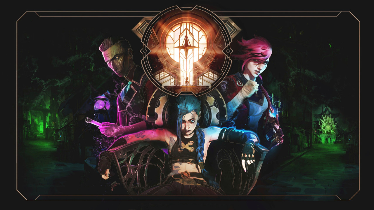 The key art: Vi, Jinx and the rest of Piltover and Zaun.