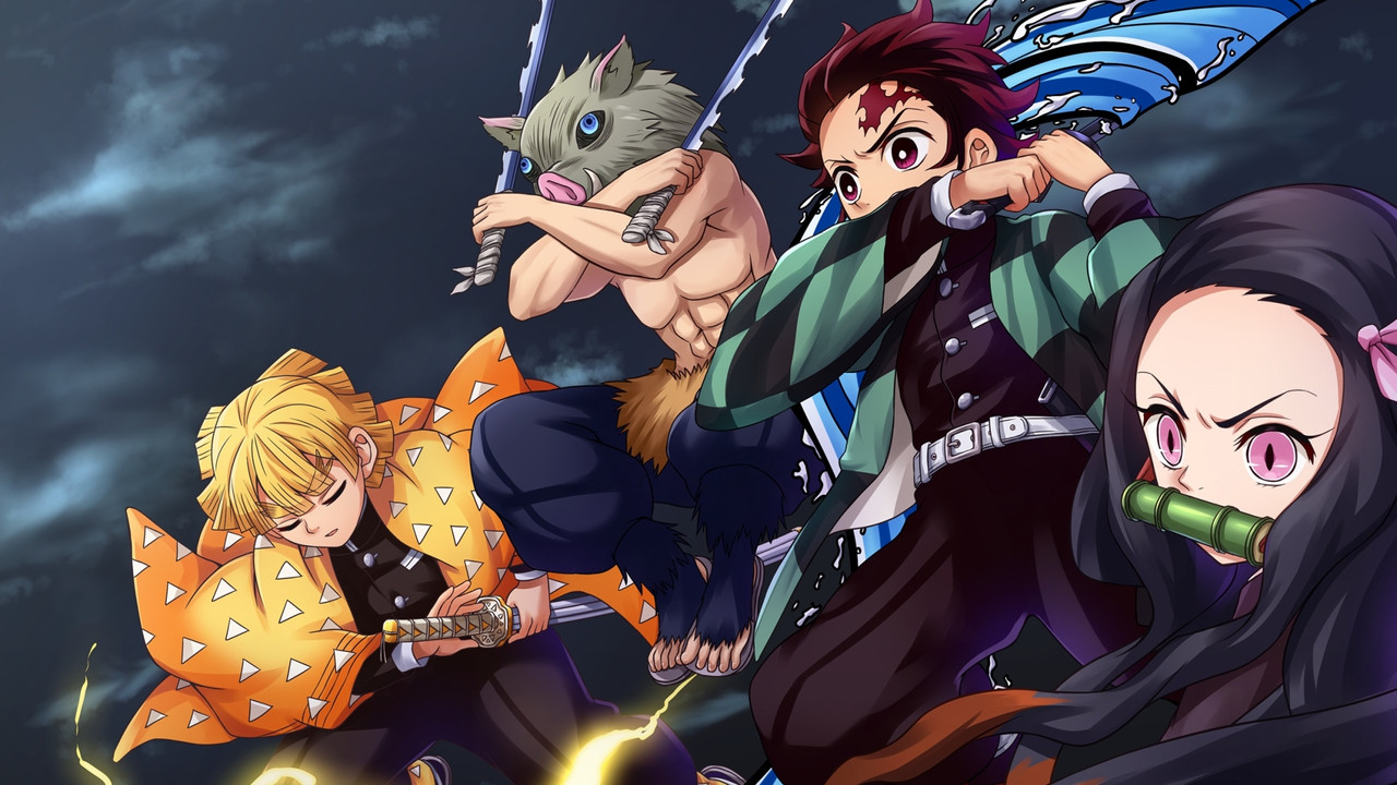 Inosuke, Tanjiro, Zenitsu and Nezuko, ready for the next fight.