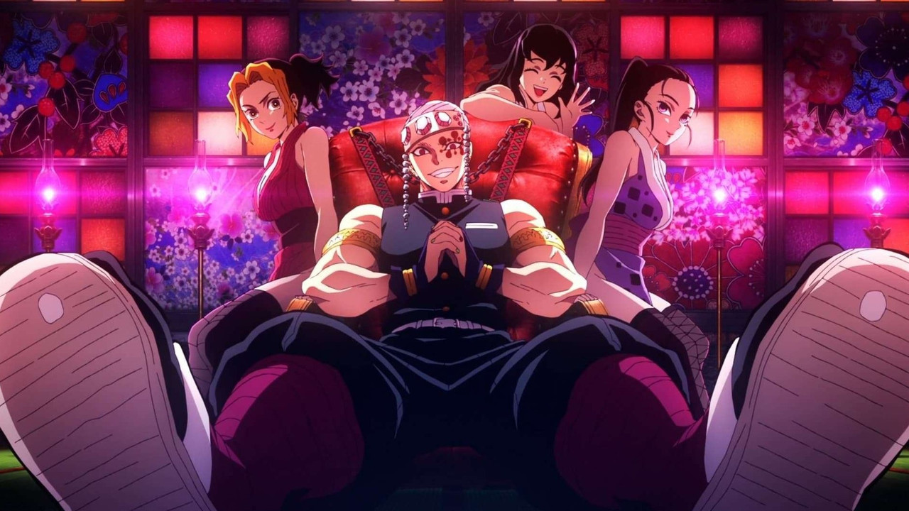 Tengen Uzui and his three wives, from the Entertainment District arc. I bet couch dad is a fan.